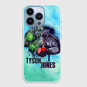 Чехол для iPhone 13 Pro с принтом Тайсон против Джонса в Кировске,  |  | art | box | boxing | legend | mma | ring | sport | ufc | watercolor | акварель | арт | битва | боксеры | борьба | горилла | железный | иллюстрация | легенда | легенды | майк | мма | мышцы | пантера | перчатки | прикол | реванш | ринг