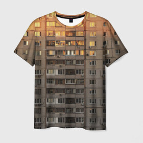 Мужская футболка 3D с принтом Панелька в Кировске, 100% полиэфир | прямой крой, круглый вырез горловины, длина до линии бедер | архитектура | грусть | здание | панелька | панельный дом | россия | советский | ссср | фото | эстетика