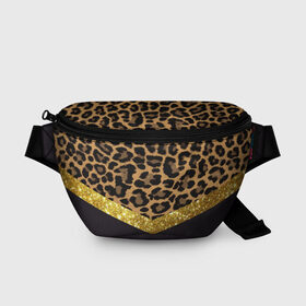 Поясная сумка 3D с принтом Леопардовый принт в Кировске, 100% полиэстер | плотная ткань, ремень с регулируемой длиной, внутри несколько карманов для мелочей, основное отделение и карман с обратной стороны сумки застегиваются на молнию | success | swagg | блеск | блестки | животнй принт | золотистый | золото | золотой | леопард | леопардовый принт | понты | тигровый