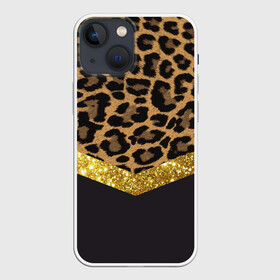 Чехол для iPhone 13 mini с принтом Леопардовый принт в Кировске,  |  | success | swagg | блеск | блестки | животнй принт | золотистый | золото | золотой | леопард | леопардовый принт | понты | тигровый