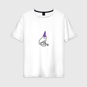 Женская футболка хлопок Oversize с принтом Грустный Вжух в Кировске, 100% хлопок | свободный крой, круглый ворот, спущенный рукав, длина до линии бедер
 | 