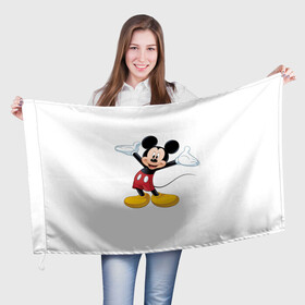 Флаг 3D с принтом Микки Мауc в Кировске, 100% полиэстер | плотность ткани — 95 г/м2, размер — 67 х 109 см. Принт наносится с одной стороны | disney | микки маус