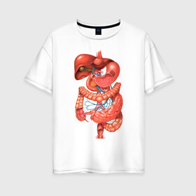 Женская футболка хлопок Oversize с принтом Органы в Кировске, 100% хлопок | свободный крой, круглый ворот, спущенный рукав, длина до линии бедер
 | анатомия | биология | внутренности | легкие | органы | сердце