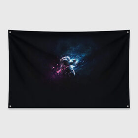 Флаг-баннер с принтом Космонавт в Кировске, 100% полиэстер | размер 67 х 109 см, плотность ткани — 95 г/м2; по краям флага есть четыре люверса для крепления | cosmos | space | вселенная | звезды | космонавт | космос | млечный путь