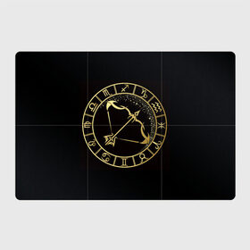 Магнитный плакат 3Х2 с принтом Стрелец в Кировске, Полимерный материал с магнитным слоем | 6 деталей размером 9*9 см | знаки зодиака | золотой рисунок | стрелец | черный фон