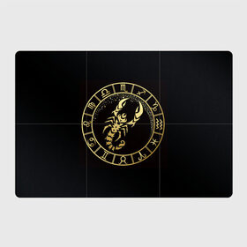 Магнитный плакат 3Х2 с принтом Скорпион в Кировске, Полимерный материал с магнитным слоем | 6 деталей размером 9*9 см | знаки зодиака | золотой рисунок | скорпион | черный фон