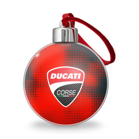 Ёлочный шар с принтом Ducati Corse | Дукати (Z) в Кировске, Пластик | Диаметр: 77 мм | audi | audi ag | corse | ducati | ducati corse | ducati motor holding | hypermotard | multistrada | panigale | scrambler | streetfighter | supersport | дукати | массимо борди | мото | фабио тальони