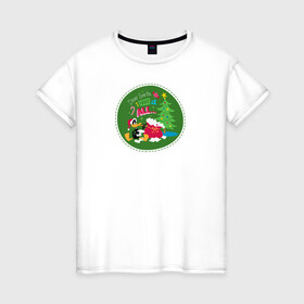 Женская футболка хлопок с принтом Dear Santa, I want it all... в Кировске, 100% хлопок | прямой крой, круглый вырез горловины, длина до линии бедер, слегка спущенное плечо | daffy | duck | tunes | vdzajul | дак | даффи