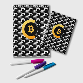 Блокнот с принтом BTC БИТКОИН (S) в Кировске, 100% бумага | 48 листов, плотность листов — 60 г/м2, плотность картонной обложки — 250 г/м2. Листы скреплены удобной пружинной спиралью. Цвет линий — светло-серый
 | Тематика изображения на принте: bitcoin | btc | биткоин | валюта | деньги | криптовалюта