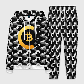 Мужской костюм 3D с принтом BTC БИТКОИН (S) в Кировске, 100% полиэстер | Манжеты и пояс оформлены тканевой резинкой, двухслойный капюшон со шнурком для регулировки, карманы спереди | bitcoin | btc | биткоин | валюта | деньги | криптовалюта