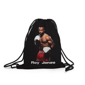 Рюкзак-мешок 3D с принтом Roy Jones в Кировске, 100% полиэстер | плотность ткани — 200 г/м2, размер — 35 х 45 см; лямки — толстые шнурки, застежка на шнуровке, без карманов и подкладки | boxer | boxing | great boxer | roy jones | roy jones lettering | roy jones print | бокс | боксер | великий боксер | надпись roy jones | принт roy jones | рой джонс
