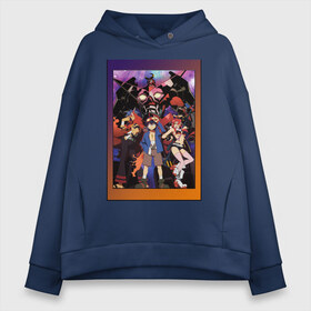 Женское худи Oversize хлопок с принтом Gurren Lagann в Кировске, френч-терри — 70% хлопок, 30% полиэстер. Мягкий теплый начес внутри —100% хлопок | боковые карманы, эластичные манжеты и нижняя кромка, капюшон на магнитной кнопке | anime | gurren lagann | step | tengen toppa gurren lagann | аниме | гуррен лаганн | знак анимешника | йоко литтнер | степ