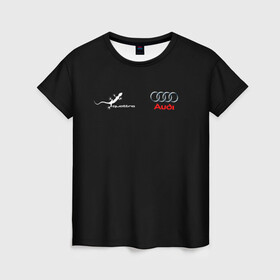 Женская футболка 3D с принтом Audi QuaTTro в Кировске, 100% полиэфир ( синтетическое хлопкоподобное полотно) | прямой крой, круглый вырез горловины, длина до линии бедер | авто | автомобиль | ауди | знак | кольца | красный | машина | надпись | узоры | черный