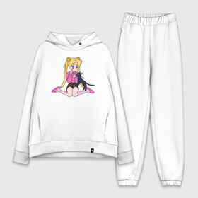 Женский костюм хлопок Oversize с принтом Усаги и Луна в Кировске,  |  | girl | kawaii | princess | sailor moon | serenity | usagi | бани | девочка | девушка аниме | кавайный | киска | кот | котенок | котик | кошечка | кошка | малышка | персонажи аниме | сейлор мун | сейлор мун луна | сейлормун