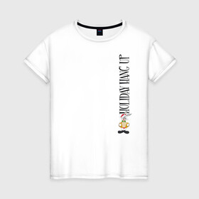 Женская футболка хлопок с принтом Holiday hang up в Кировске, 100% хлопок | прямой крой, круглый вырез горловины, длина до линии бедер, слегка спущенное плечо | bunny | looney | tunes | vdzajul | багз | бани | банни