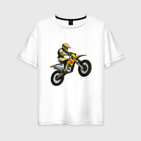 Женская футболка хлопок Oversize с принтом Suzuki (+спина) в Кировске, 100% хлопок | свободный крой, круглый ворот, спущенный рукав, длина до линии бедер
 | bike | moto | motorcycle | sport | suzuki | байк | мото | мотоциклы | спорт | сузуки