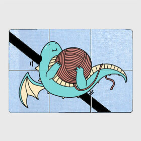 Магнитный плакат 3Х2 с принтом Маленький дракончик в Кировске, Полимерный материал с магнитным слоем | 6 деталей размером 9*9 см | динозавр | дракон | дракончик | клубок | малыш | нитки