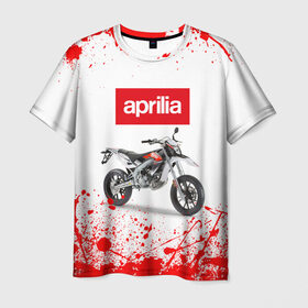 Мужская футболка 3D с принтом Aprilia (Z) в Кировске, 100% полиэфир | прямой крой, круглый вырез горловины, длина до линии бедер | aprilia | aprilia racing | bike | moto | motocycle | sportmotorcycle | априлия | мото | мотоспорт