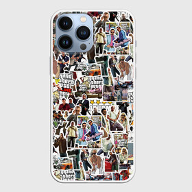 Чехол для iPhone 13 Pro Max с принтом GTA Sticker Bombing в Кировске,  |  | game | grand theft auto 5 | gta 5 | gta sticker bombing | san andreas | vice city | гта 5 | игра | стикер бомбинг