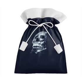 Подарочный 3D мешок с принтом Череп в Кировске, 100% полиэстер | Размер: 29*39 см | skull | глазницы | квадратики | синий | скелет | череп | черепушка