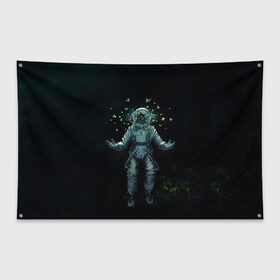 Флаг-баннер с принтом космонавт в Кировске, 100% полиэстер | размер 67 х 109 см, плотность ткани — 95 г/м2; по краям флага есть четыре люверса для крепления | cosmos | space | вселенная | звезды | космонавт | космос | млечный путь