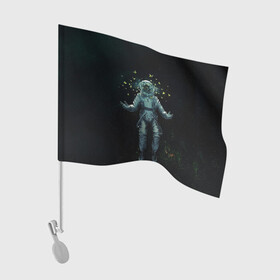 Флаг для автомобиля с принтом Космонавт и бабочки в космосе в Кировске, 100% полиэстер | Размер: 30*21 см | cosmos | space | вселенная | звезды | космонавт | космос | млечный путь