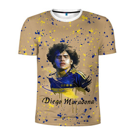 Мужская футболка 3D спортивная с принтом Diego Maradona в Кировске, 100% полиэстер с улучшенными характеристиками | приталенный силуэт, круглая горловина, широкие плечи, сужается к линии бедра | cup | diego maradona | diego maradona letterin | diego maradona print | football | footballer | great footballer | number 10 | великий футболист | диего марадона | кубок | надпись диего марадона | номер 10 | принт диего марадона | футбол 