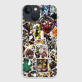 Чехол для iPhone 13 mini с принтом JoJo’s Sticker Bombing в Кировске,  |  | anime | jojo’s bizarre adventure | sticker bombing | аниме | джо джо | жо жо | манга | мультфильм | невероятные приключения джоджо | персонаж | стикер бомбинг