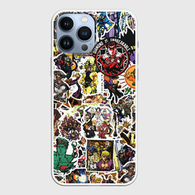 Чехол для iPhone 13 Pro Max с принтом JoJo’s Sticker Bombing в Кировске,  |  | Тематика изображения на принте: anime | jojo’s bizarre adventure | sticker bombing | аниме | джо джо | жо жо | манга | мультфильм | невероятные приключения джоджо | персонаж | стикер бомбинг