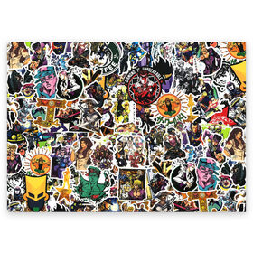 Поздравительная открытка с принтом JoJo’s Sticker Bombing в Кировске, 100% бумага | плотность бумаги 280 г/м2, матовая, на обратной стороне линовка и место для марки
 | Тематика изображения на принте: anime | jojo’s bizarre adventure | sticker bombing | аниме | джо джо | жо жо | манга | мультфильм | невероятные приключения джоджо | персонаж | стикер бомбинг