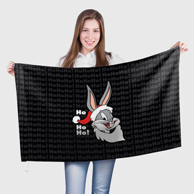 Флаг 3D с принтом Ho в Кировске, 100% полиэстер | плотность ткани — 95 г/м2, размер — 67 х 109 см. Принт наносится с одной стороны | bugs | bunny | looney | tunes | vdzajul | багз | бани | банни