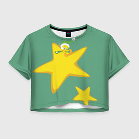 Женская футболка Crop-top 3D с принтом Tweety and stars в Кировске, 100% полиэстер | круглая горловина, длина футболки до линии талии, рукава с отворотами | looney | tunes | tweety | vdzajul | твити