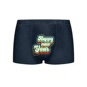 Мужские трусы 3D с принтом Happy New Year Vintage в Кировске, 50% хлопок, 50% полиэстер | классическая посадка, на поясе мягкая тканевая резинка | Тематика изображения на принте: 