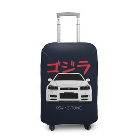 Чехол для чемодана 3D с принтом Skyline R34 Z-Tune в Кировске, 86% полиэфир, 14% спандекс | двустороннее нанесение принта, прорези для ручек и колес | gtr | nissan | r34 | skyline | гтр | ниссан | скайлайн