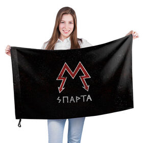 Флаг 3D с принтом Спарта в Кировске, 100% полиэстер | плотность ткани — 95 г/м2, размер — 67 х 109 см. Принт наносится с одной стороны | metro 2033 | логотип | спарта | фракция