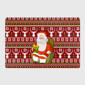 Магнитный плакат 3Х2 с принтом Санта с защитным экраном в Кировске, Полимерный материал с магнитным слоем | 6 деталей размером 9*9 см | deer | happy new year | new year | santa | защитный экран | корона | коронавирус | новогодний свитер | новый год | санта | санта клаус | свитер | свитер с маской | свитер с оленями