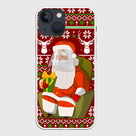 Чехол для iPhone 13 mini с принтом Санта с защитным экраном в Кировске,  |  | deer | happy new year | new year | santa | защитный экран | корона | коронавирус | новогодний свитер | новый год | санта | санта клаус | свитер | свитер с маской | свитер с оленями