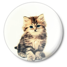 Значок с принтом котёнок в Кировске,  металл | круглая форма, металлическая застежка в виде булавки | Тематика изображения на принте: cute kitten | kitten | котёнок | красивый котёнок | милый котёнок