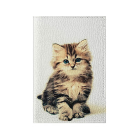 Обложка для паспорта матовая кожа с принтом котёнок в Кировске, натуральная матовая кожа | размер 19,3 х 13,7 см; прозрачные пластиковые крепления | Тематика изображения на принте: cute kitten | kitten | котёнок | красивый котёнок | милый котёнок