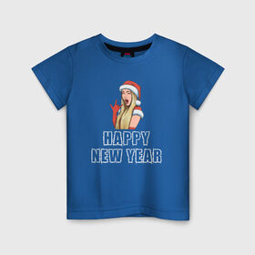 Детская футболка хлопок с принтом Happy New Year в Кировске, 100% хлопок | круглый вырез горловины, полуприлегающий силуэт, длина до линии бедер | 