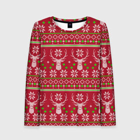 Женский лонгслив 3D с принтом Viral sweater в Кировске, 100% полиэстер | длинные рукава, круглый вырез горловины, полуприлегающий силуэт | deer | happy new year | new year | santa | защитный экран | корона | коронавирус | новогодний свитер | новый год | свитер | свитер с маской | свитер с оленями