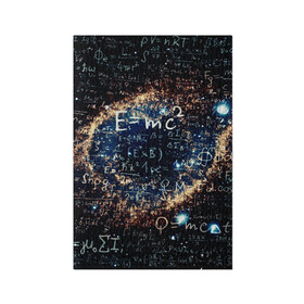 Обложка для паспорта матовая кожа с принтом Формула Вселенной в Кировске, натуральная матовая кожа | размер 19,3 х 13,7 см; прозрачные пластиковые крепления | Тематика изображения на принте: альберт эйнштейн | астрономия | звезды | космос | наука | небо | созвездия | теория большого взрыва | формулы | эйнштейн
