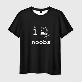 Мужская футболка 3D с принтом i noobs в Кировске, 100% полиэфир | прямой крой, круглый вырез горловины, длина до линии бедер | i noobs | не профи | никакой | ниочем | новичок | нуб | нубяра | нулевый | я нуб
