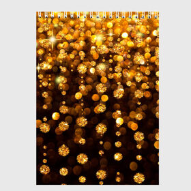 Скетчбук с принтом ЗОЛОТЫЕ БЛЕСТКИ в Кировске, 100% бумага
 | 48 листов, плотность листов — 100 г/м2, плотность картонной обложки — 250 г/м2. Листы скреплены сверху удобной пружинной спиралью | gold | pattern | rain | блестки | блестящий | дождь | звезды | золото | красиво | новый год | праздник | снежинки | текстуры