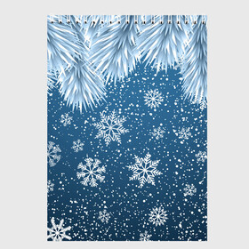 Скетчбук с принтом Снежное Настроенние в Кировске, 100% бумага
 | 48 листов, плотность листов — 100 г/м2, плотность картонной обложки — 250 г/м2. Листы скреплены сверху удобной пружинной спиралью | елочные иголки | новый год | рисунок | снег | снежинки