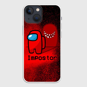Чехол для iPhone 13 mini с принтом AMONG US в Кировске,  |  | among us | impostor | амонг ас | брызги красок | игра | космический | космический корабль | космонавт | космос | краска | кровь | мем | предатель | среди нас | экшен
