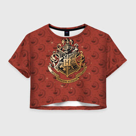 Женская футболка Crop-top 3D с принтом Hogwarts в Кировске, 100% полиэстер | круглая горловина, длина футболки до линии талии, рукава с отворотами | gryffindor | harry potter | hermione jean granger | hogwarts | hufflepuff | ravenclaw | ron weasley | slytherin | warner bros | ворнер | гарри поттер | гермиона джин грейнджер | гриффиндор | когтевран | пуффендуй | рон уизли | слизарен | слизерин