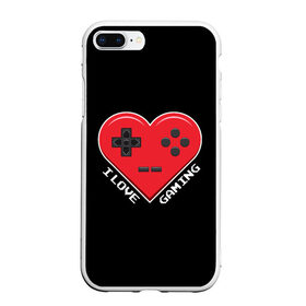 Чехол для iPhone 7Plus/8 Plus матовый с принтом I Love Gaming в Кировске, Силикон | Область печати: задняя сторона чехла, без боковых панелей | 8бит | люблю видеоигры | ретро | сердце