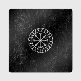 Магнит виниловый Квадрат с принтом Вегвизир в Кировске, полимерный материал с магнитным слоем | размер 9*9 см, закругленные углы | амулет | вегвизир | викинги | руны | символ | скандинавия | язычество