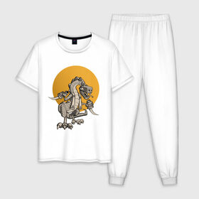 Мужская пижама хлопок с принтом Вечер в хату, иллюминаты. в Кировске, 100% хлопок | брюки и футболка прямого кроя, без карманов, на брюках мягкая резинка на поясе и по низу штанин
 | 
